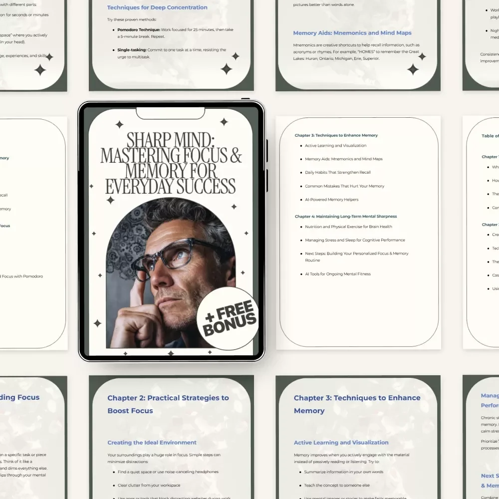 Sharp Mind: Mastering Focus & Memory for Everyday Success | How to Improve Focus and Memory Guide | Digital Download for Productivity, Learning & Mental Clarity