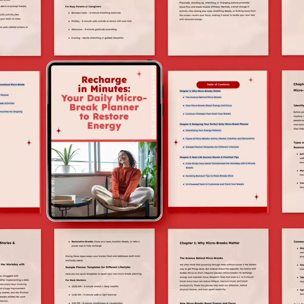 Recharge in Minutes: Your Daily Micro-Break Planner to Restore Energy - The Ultimate Guide for Boosting Focus and Vitality
