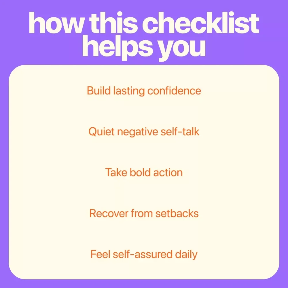 Your Ultimate Confidence Kickstart Checklist: Simple Steps to a Bold New You | Self Confidence Building Activities Digital Checklist