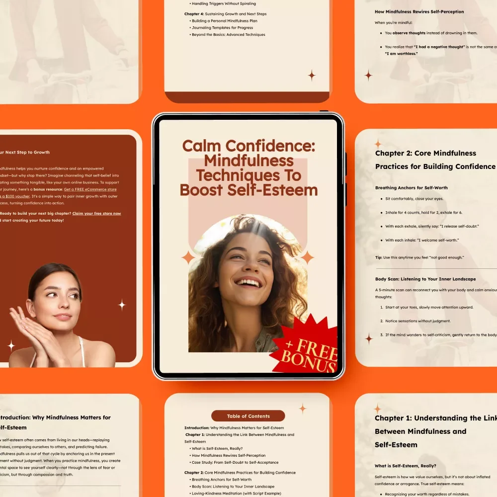 Calm Confidence: Mindfulness Techniques to Boost Self-Esteem | Guided Self-Growth PDF | Mindfulness Techniques for Self-Esteem Growth