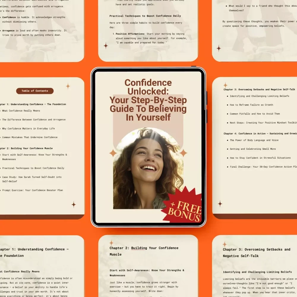 Confidence Unlocked: Your Step-by-Step Guide to Believing in Yourself | Practical Confidence Guide on How to Instill Confidence in Yourself | Personal Growth Digital Download