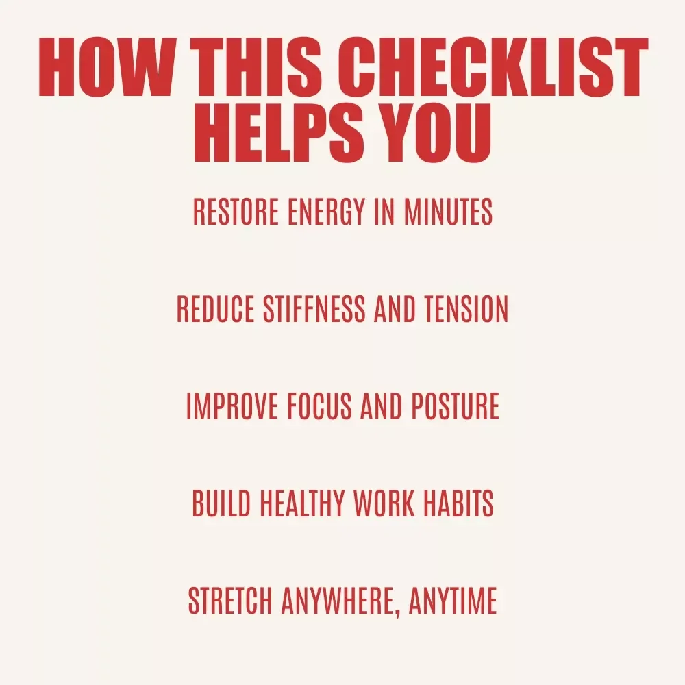 Micro-Break Mastery Checklist: Quick Stretches for Instant Energy | Printable Desk Reset Guide for Focus, Posture & Productivity | Digital Download