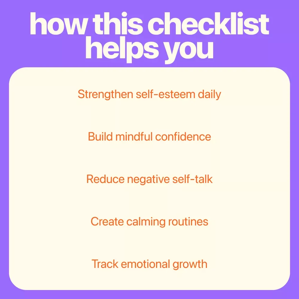 The “Calm Confidence” Mindfulness & Self-Esteem Checklist – Daily Self-Worth Builder, Mindful Confidence Routine, Printable & Digital Download with Mindfulness Techniques for Self-Esteem Growth