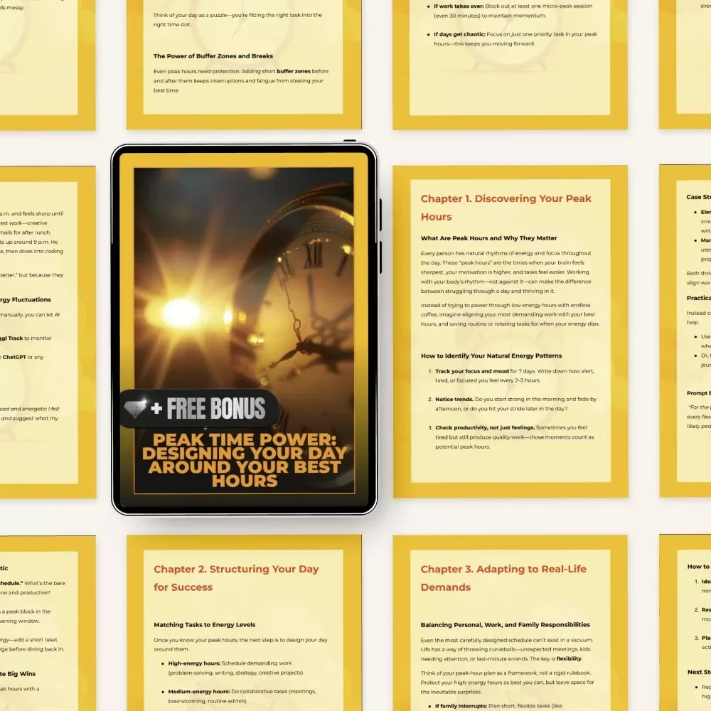 Peak Time Power: Designing Your Day Around Your Best Hours | Productivity Guide for How to Build a Daily Schedule Around Your Peak Hours | Digital Download