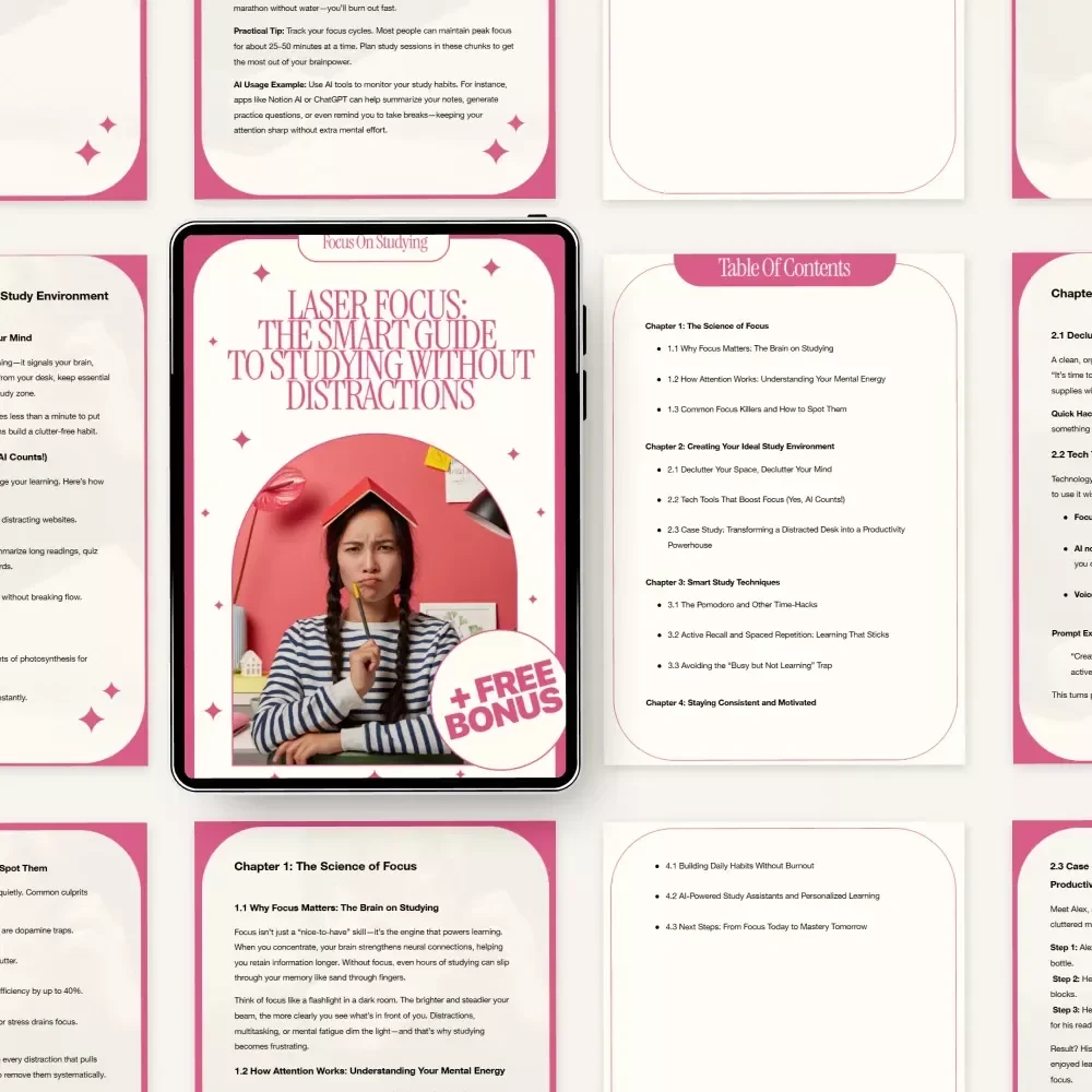 Laser Focus: The Smart Guide to Studying Without Distractions - Digital Download for Ultimate Focus, Productivity, and Learning