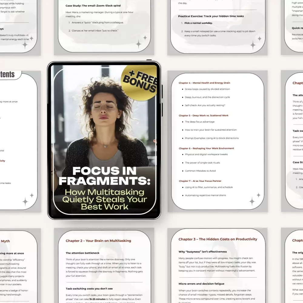 Focus in Fragments: How Multitasking Quietly Steals Your Best Work – A Powerful Ebook on Productivity, Deep Work, And How Multitasking Kills Your Focus