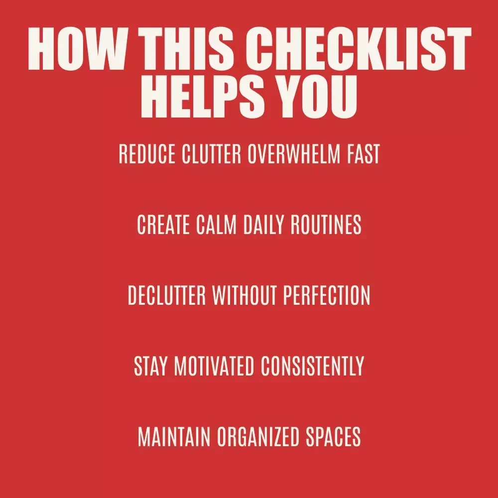 The Clear Space, Clear Mind Declutter Checklist | Simple Daily System for How to Set a Declutter Habit | Printable & Digital Minimalist Home Organization Guide