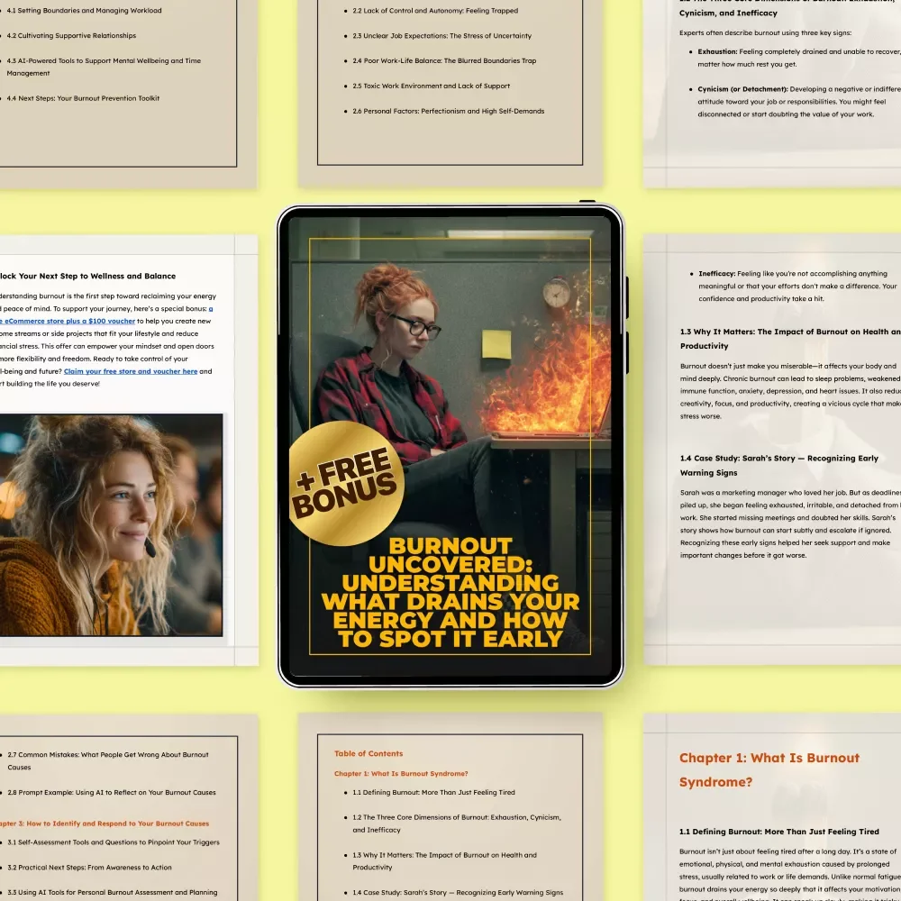 Burnout Uncovered: Understanding What Drains Your Energy and How to Spot It Early | Digital Guide on Causes of Burnout Syndrome | Self-Awareness & Prevention PDF