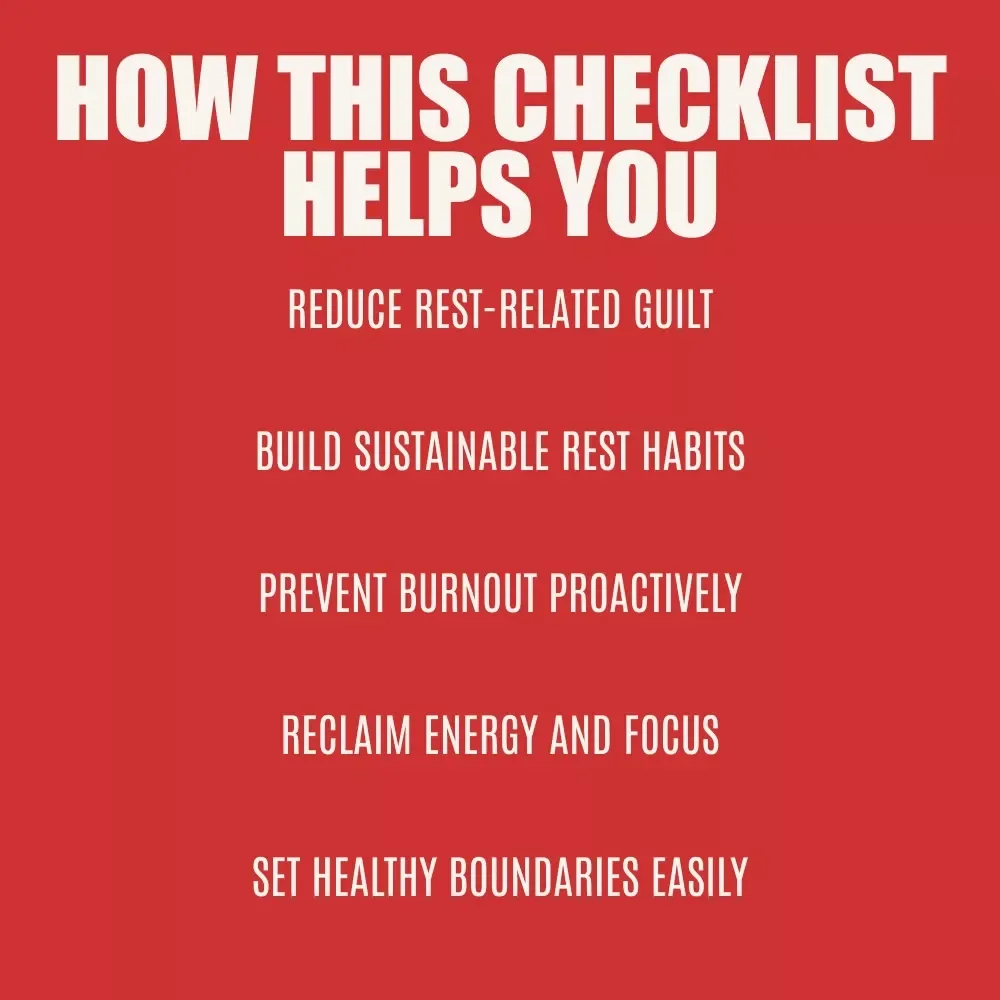 The Guilt-Free Rest Checklist | Digital Self-Care Checklist for Burnout Recovery, Mindset Shifts & How to Stop Feeling Guilty for Resting
