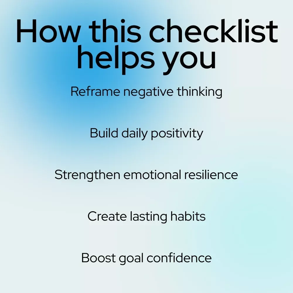 The Bright Side Living Checklist | Positive Mindset Printable Checklist | Daily Habits Guide on how to use positive thinking in life