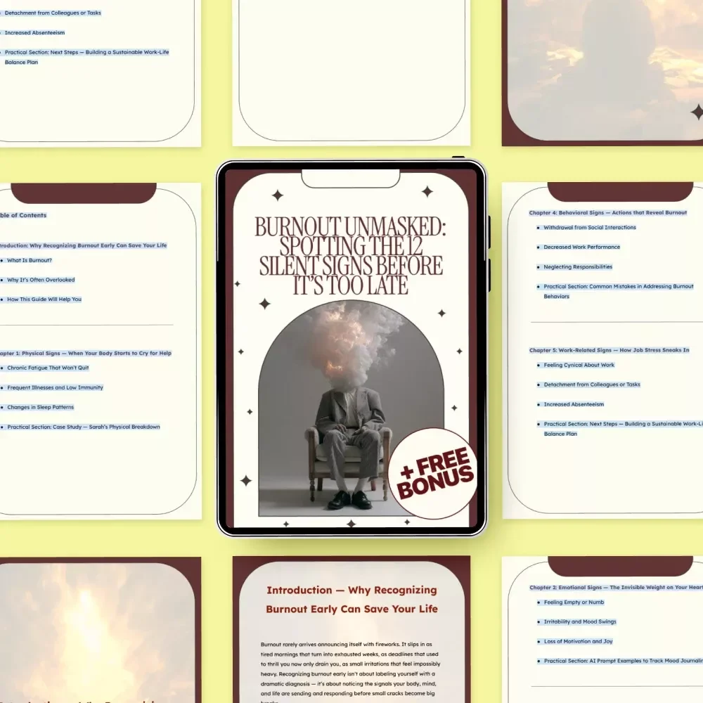 Burnout Unmasked: Spotting the 12 Silent Signs Before It’s Too Late | Ebook Guide to the 12 signs of burnout, Self-Care, Mental Health Awareness, Digital Download