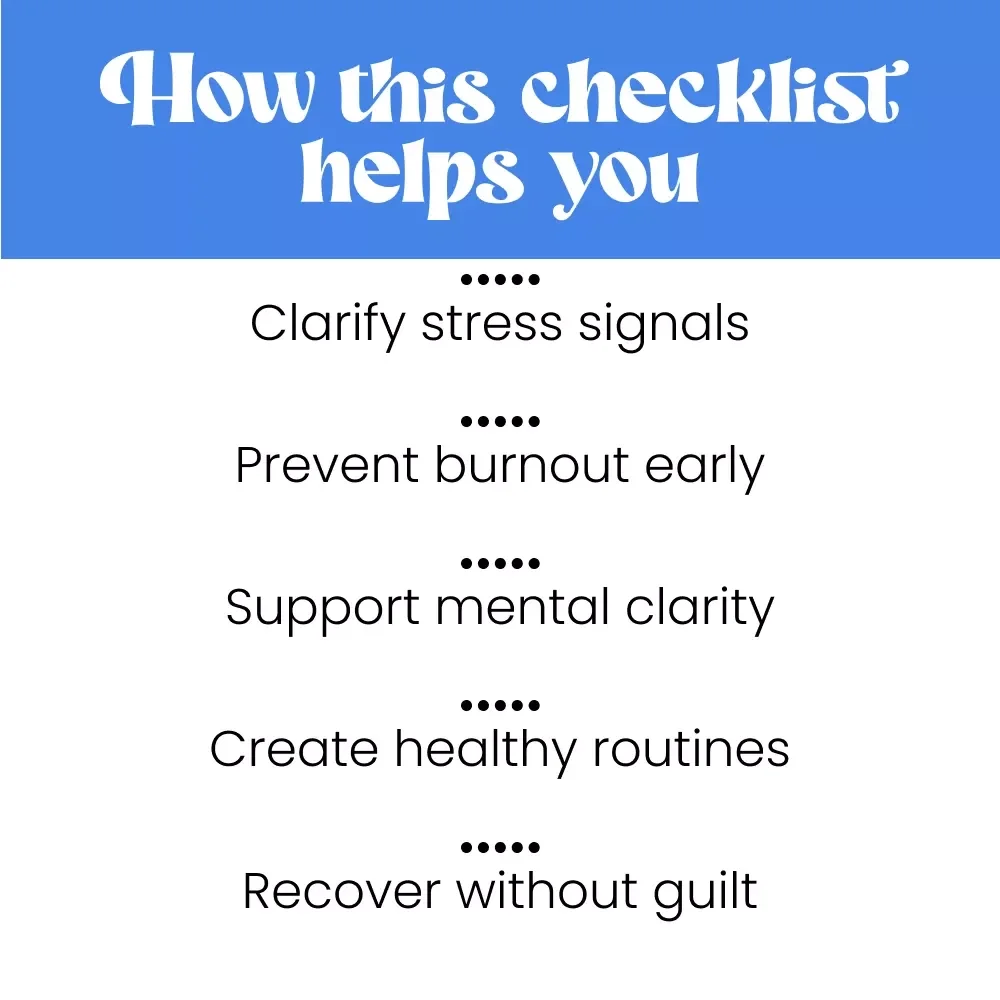 The Stress vs Burnout Survival Checklist: Take Control & Thrive | stress vs burnout Self-Care Digital Checklist for Balance, Recovery & Resilience