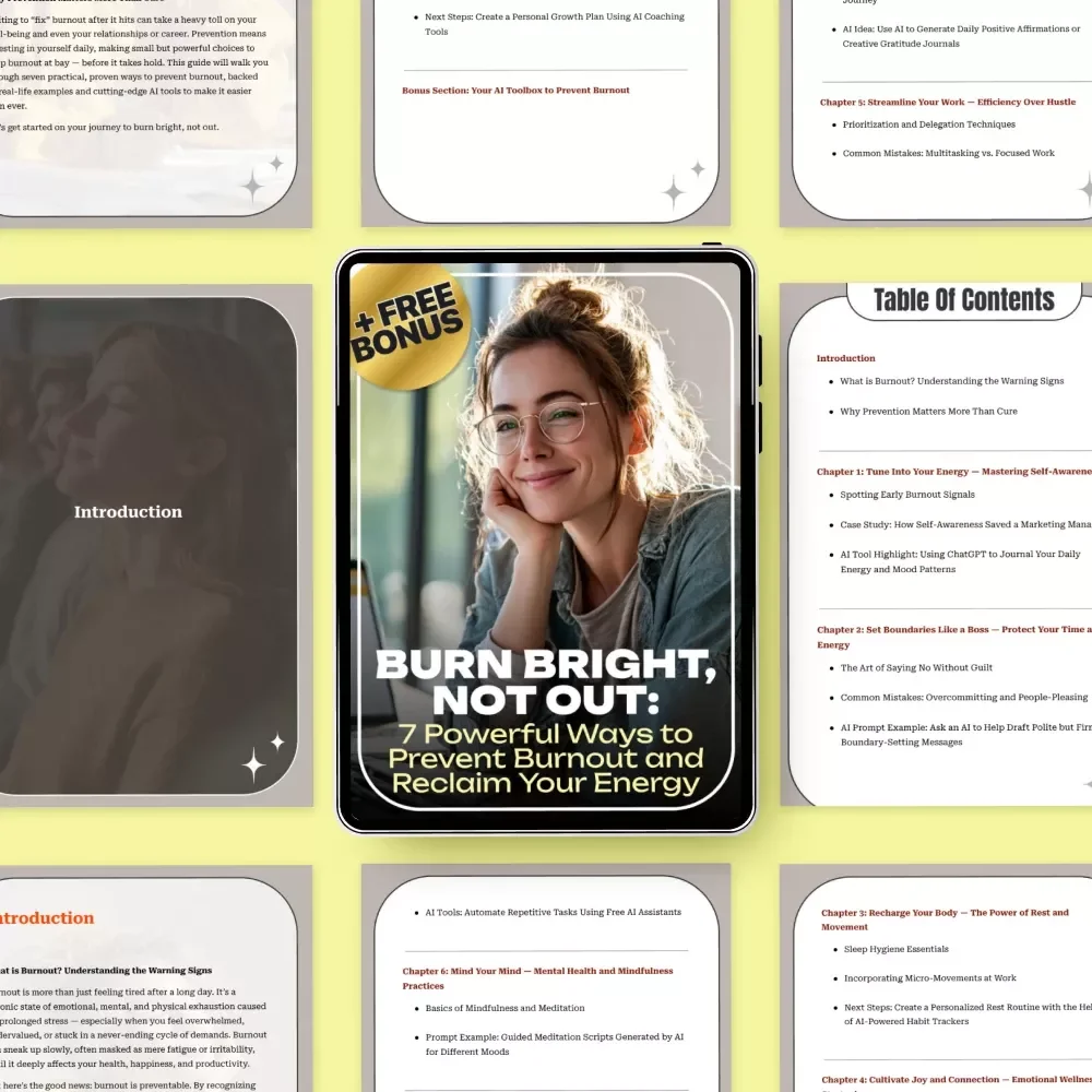 Burn Bright, Not Out: 7 Powerful Ways to Prevent Burnout and Reclaim Your Energy | Ebook Guide for Sustainable Success, Mindset Reset & 7 ways to prevent burnout