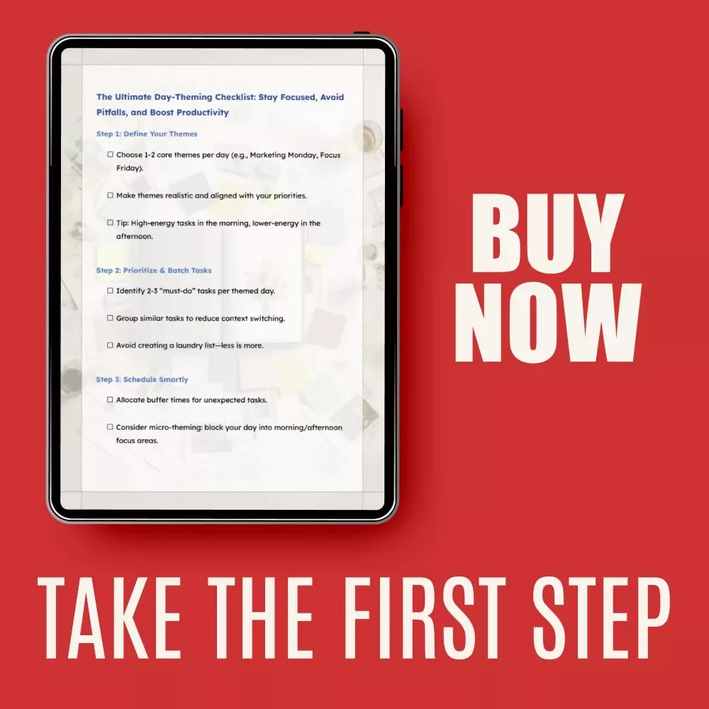 The Ultimate Day-Theming Checklist: Stay Focused, Avoid Pitfalls, and Boost Productivity | Digital Productivity Checklist for Overcoming common pitfalls in day theming