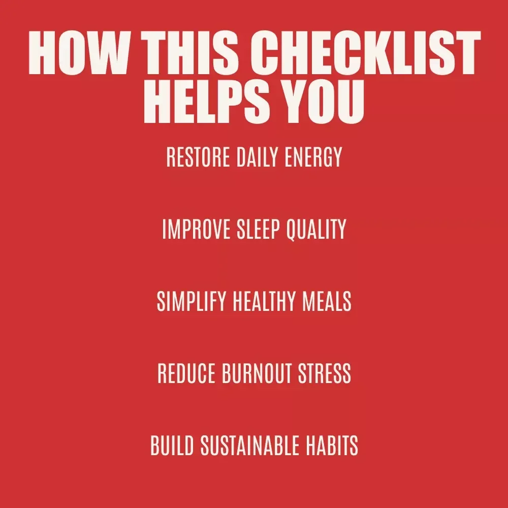 Recharge & Refuel: Burnout Recovery Action Checklist | Burnout Recovery Meal & Sleep Plan | Simple Daily Reset Checklist for Energy, Focus & Balance