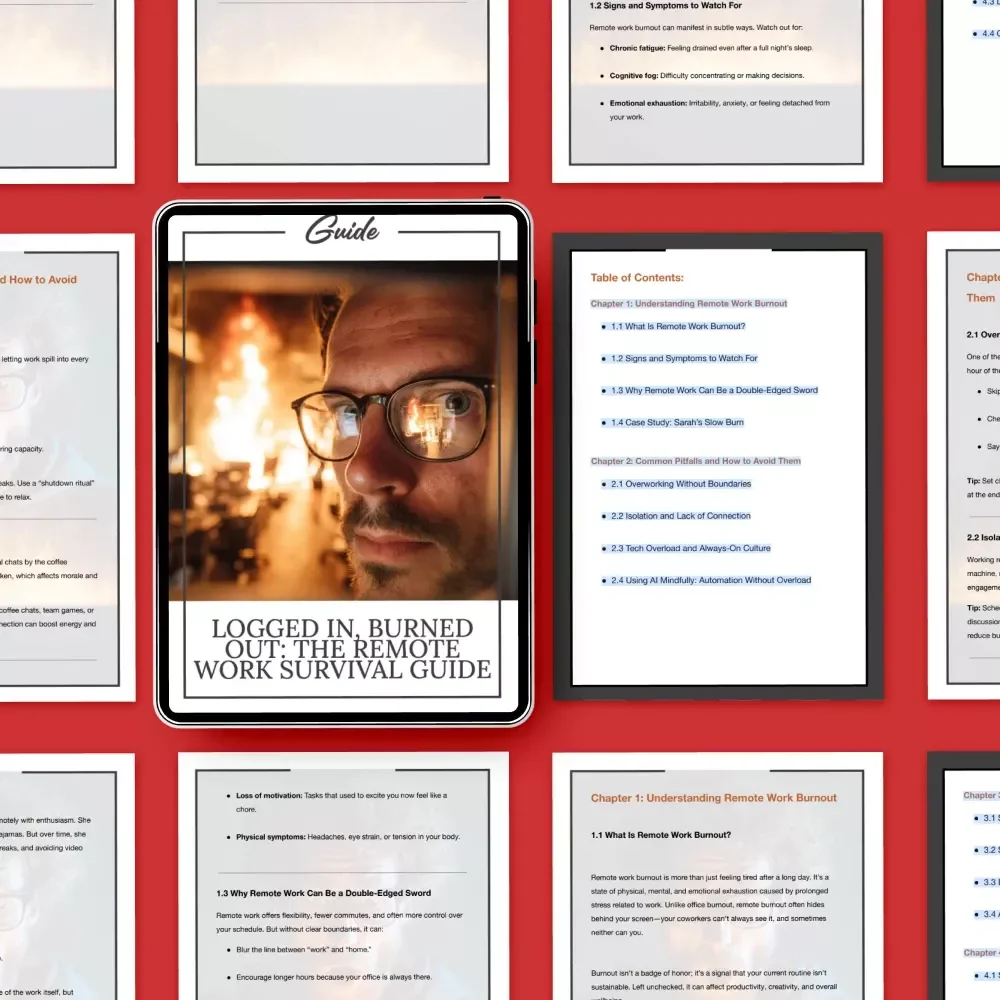 Logged In, Burned Out: The Remote Work Survival Guide | Practical Digital Guide for Preventing remote work burnout, Setting Boundaries & Building Balance