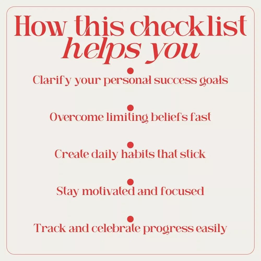 The Success Mindset Action Checklist: How to Develop a Success-Oriented Mindset Digital Download for Daily Habits, Growth, and Goal Achievement
