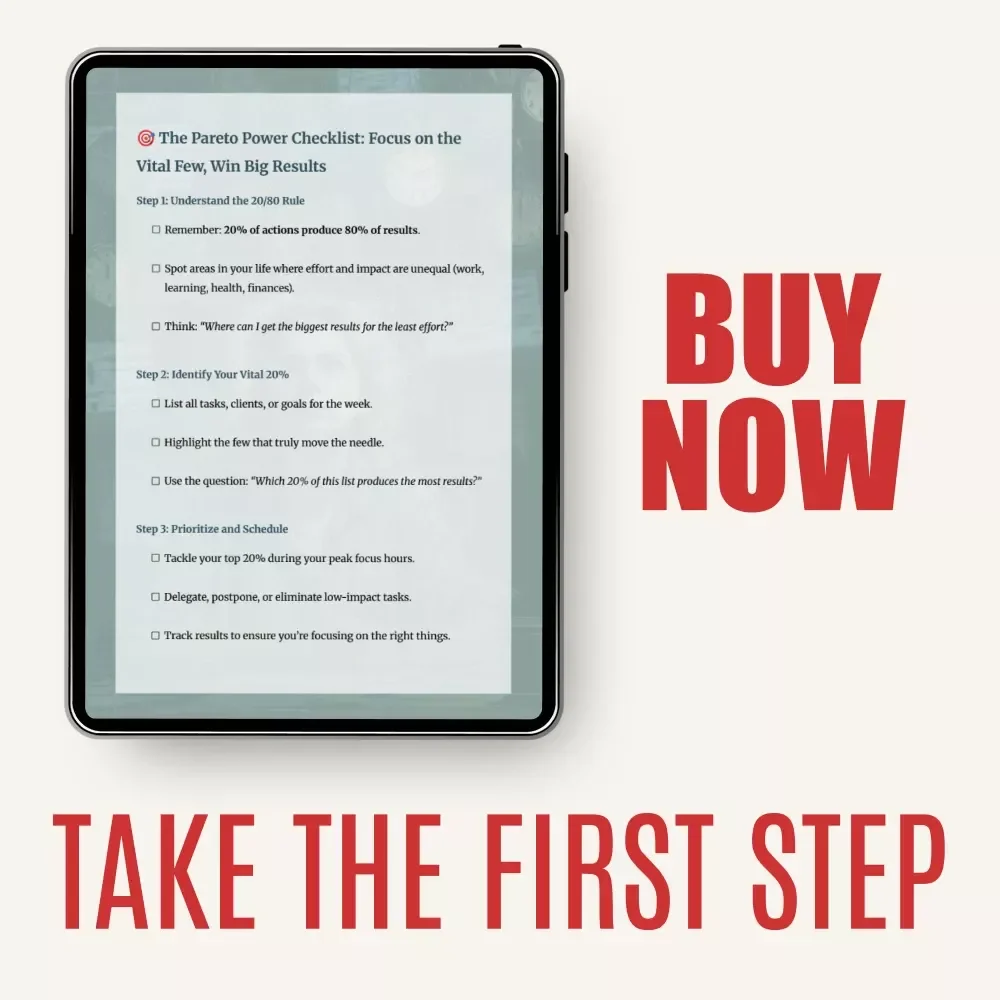 The Pareto Power Checklist: Focus on the Vital Few, Win Big Results | 20/80 Rule Pareto Productivity Checklist for Focus, Clarity & High-Impact Action