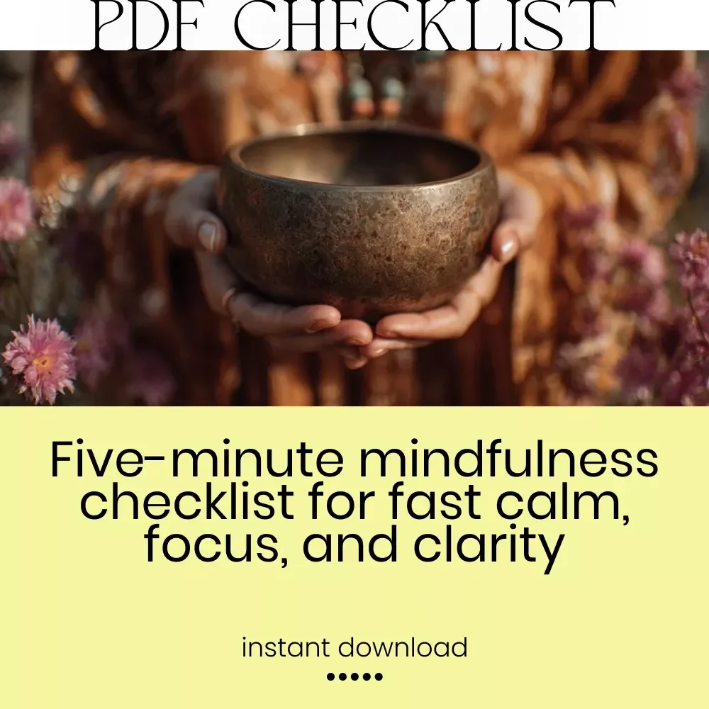 Your Quick & Quirky Mindfulness Reset Checklist: Five Minutes to Zen | Printable Digital Checklist for Mindfulness Practices You Can Do in Under Five Minutes | Instant Download