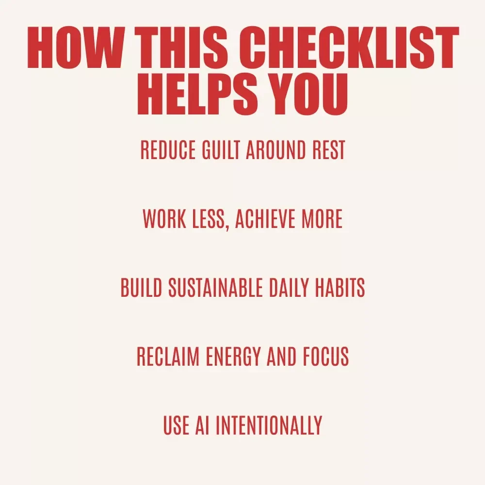 The “Beat Toxic Productivity” Checklist – A Gentle Guide on how to spot toxic productivity in your routine, Set Healthier Work Boundaries & Reclaim Balance