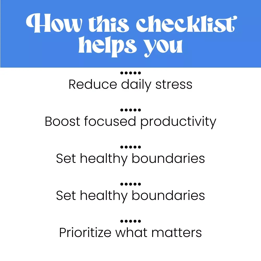 The Ultimate Work-Life Balance Checklist: Your Path to Harmony & Hustle | Easy Guide on how to maintain work life balance for Busy Professionals