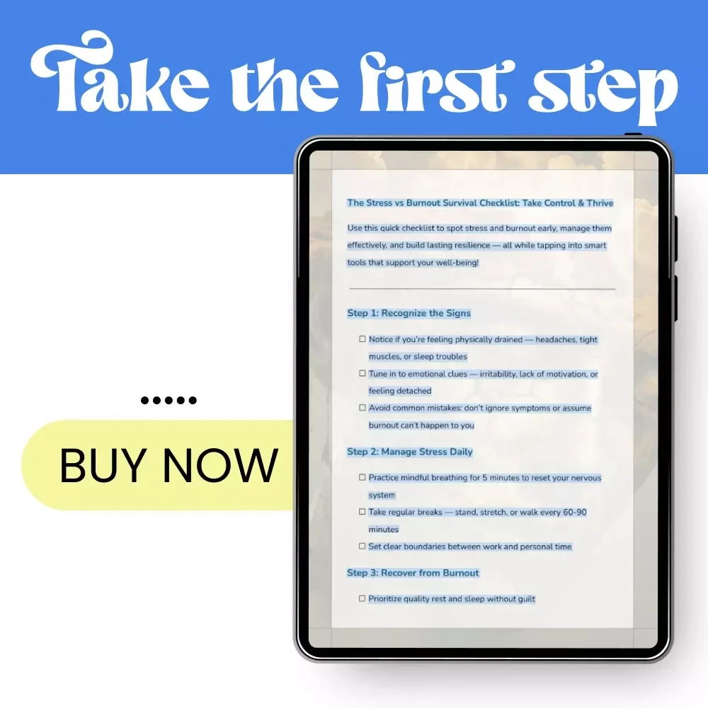 The Stress vs Burnout Survival Checklist: Take Control & Thrive | stress vs burnout Self-Care Digital Checklist for Balance, Recovery & Resilience