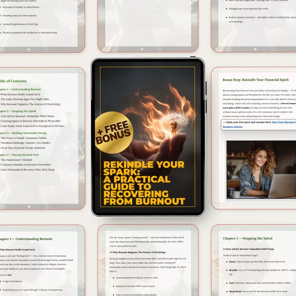 Rekindle Your Spark: A Practical Guide to Recovering from Burnout - Digital Download for Restoring Energy and Well-being