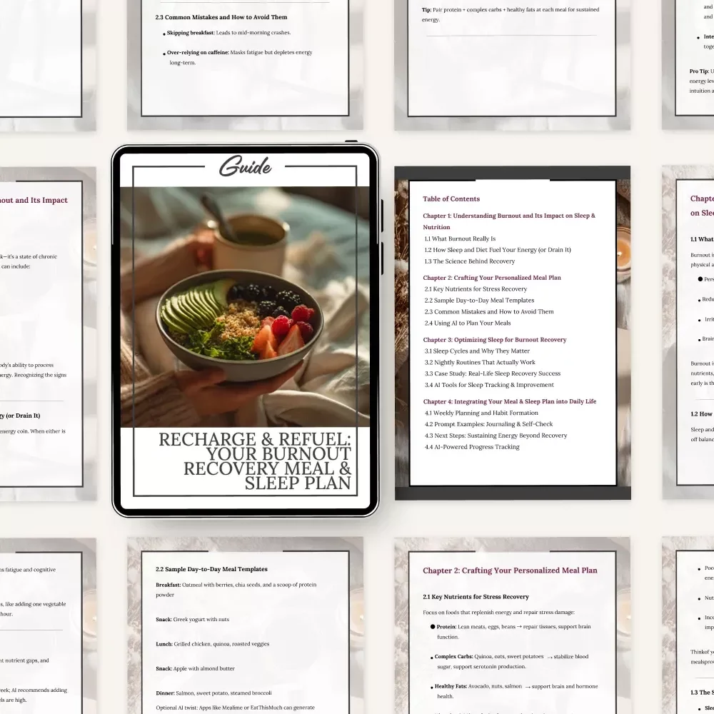 Recharge & Refuel: Your Burnout Recovery Meal & Sleep Plan – Complete Guide to Stress Recovery, Sleep Optimization & Personalized Meal Planning