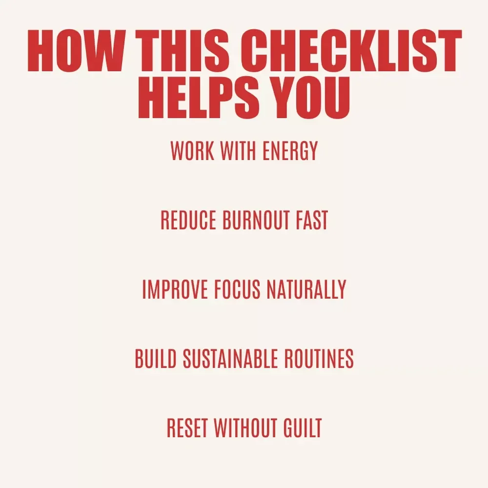 The Healthy Productivity Zone Checklist – Digital Checklist to Learn how to find your “healthy productivity zone” Without Burnout