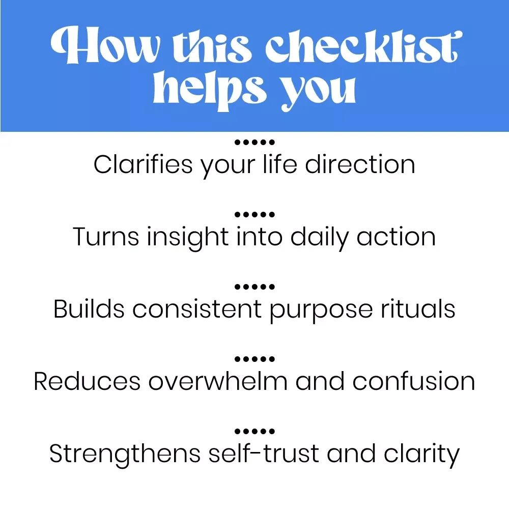 The Purpose Clarity Action Checklist: Your Step-by-Step Path to Insight | Printable Digital Checklist for Guided Meditations Focused on Purpose Clarity, Mindfulness & Personal Growth