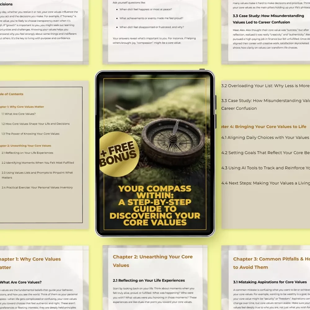 Your Compass Within: A Step-by-Step Guide to Discovering Your Core Values | Step-by-Step Guide to Identifying Your Core Values for Clarity, Purpose & Aligned Decisions
