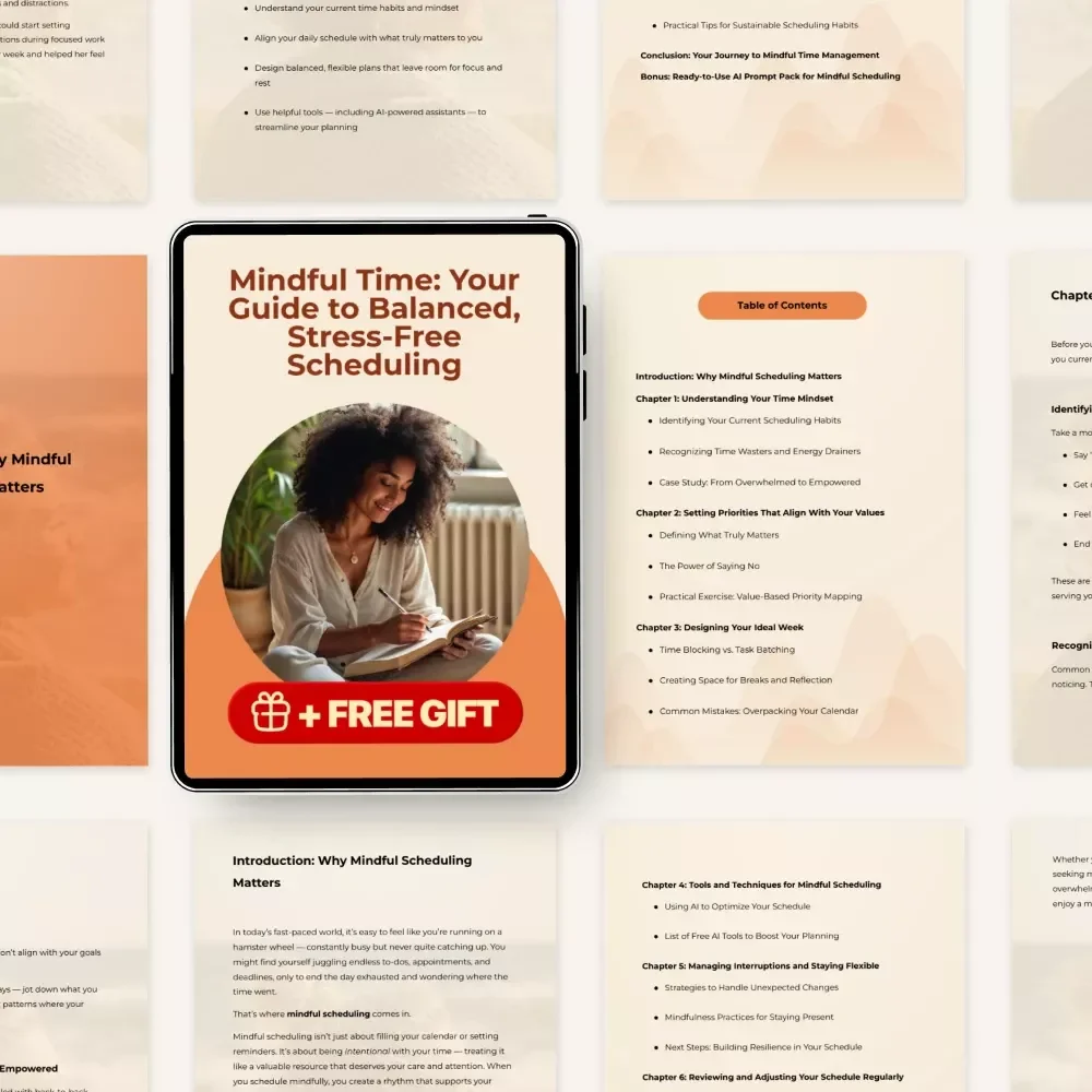 Mindful Time: Your Guide to Balanced, Stress-Free Scheduling | Mindful Scheduling Guide Ebook for Intentional Planning, Productivity, and Calm Digital Download