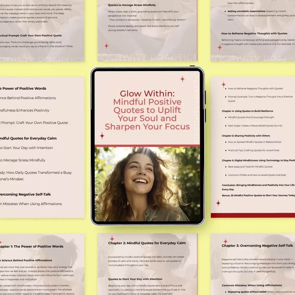 Glow Within: Mindful Positive Quotes to Uplift Your Soul and Sharpen Your Focus | Inspirational Ebook for Mindfulness, Calm, Motivation & Daily Affirmations