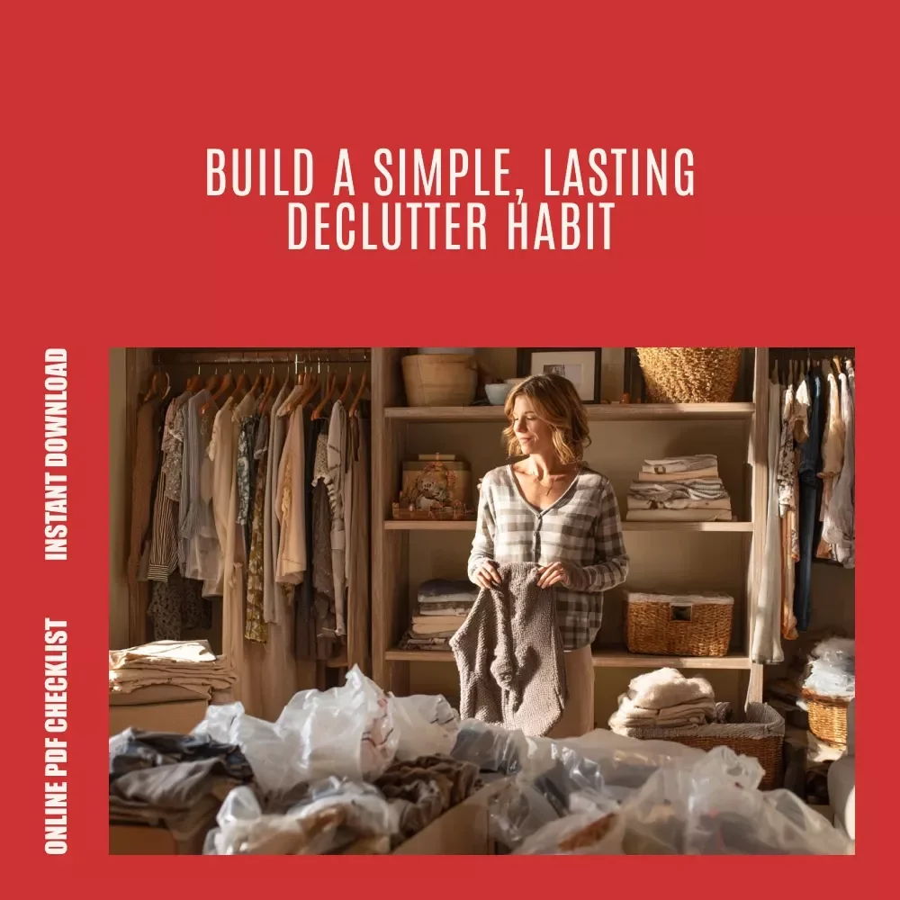 The Clear Space, Clear Mind Declutter Checklist | Simple Daily System for How to Set a Declutter Habit | Printable & Digital Minimalist Home Organization Guide