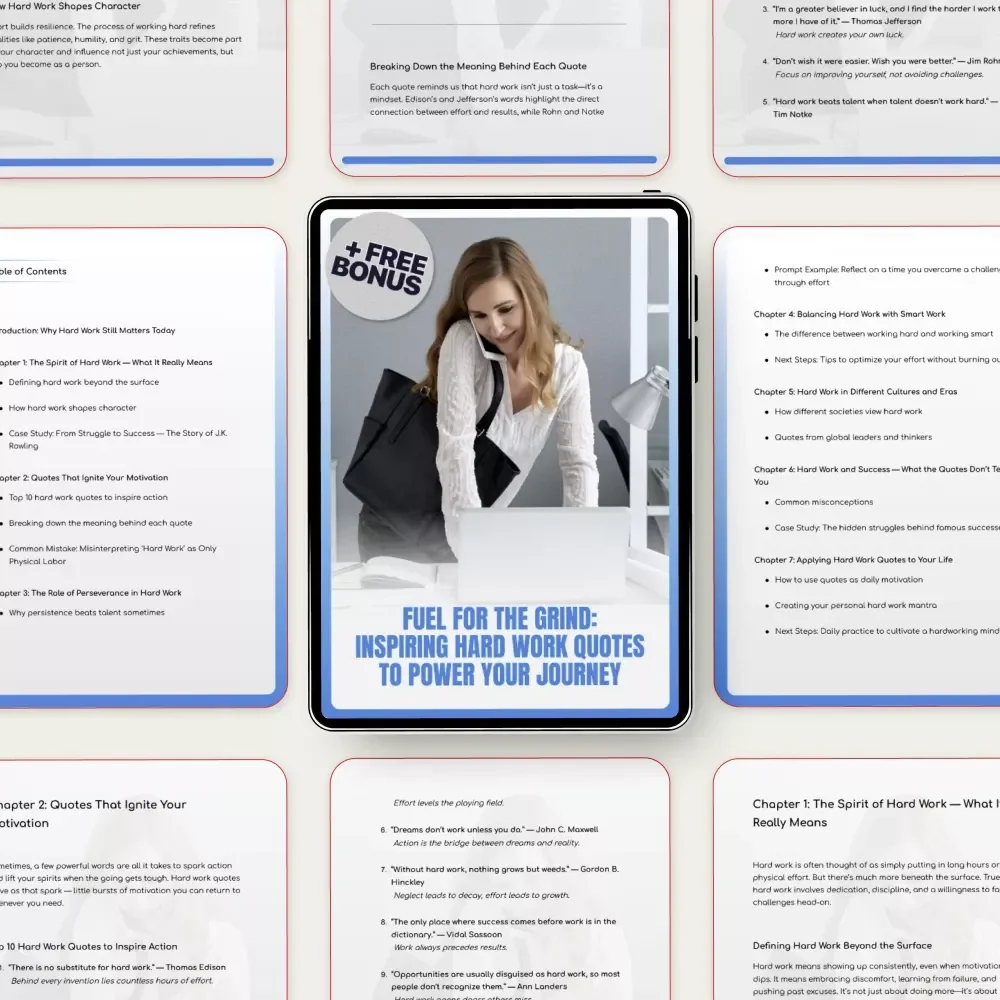 Fuel for the Grind: Inspiring Hard Work Quotes to Power Your Journey | Motivational eBook for Success, Discipline & Daily Drive