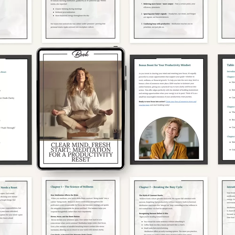 Clear Mind, Fresh Start: Meditation for a Productivity Reset | Digital eBook Guide for Focus, Stress Relief & Mental Clarity