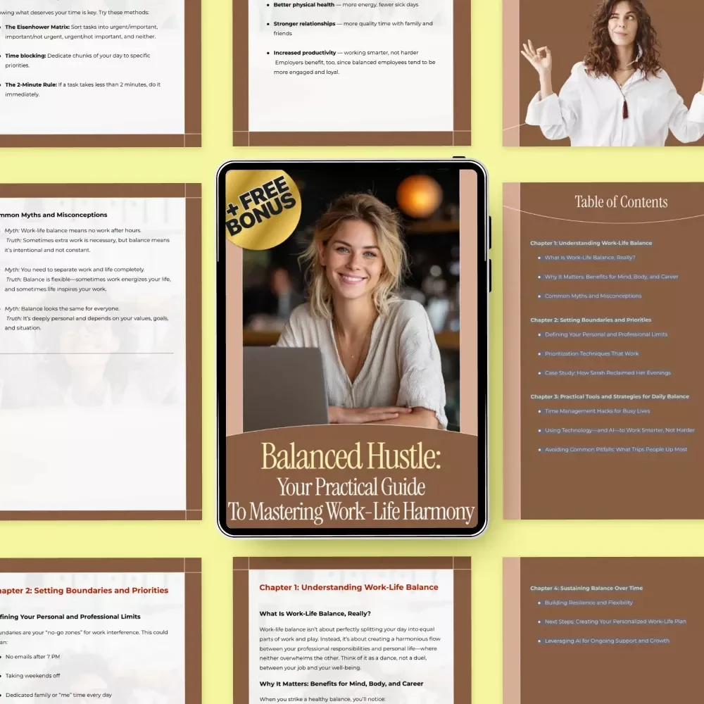 Balanced Hustle: Your Practical Guide to Mastering Work-Life Harmony | How to Maintain Work Life Balance Guide for Busy Professionals & Creatives