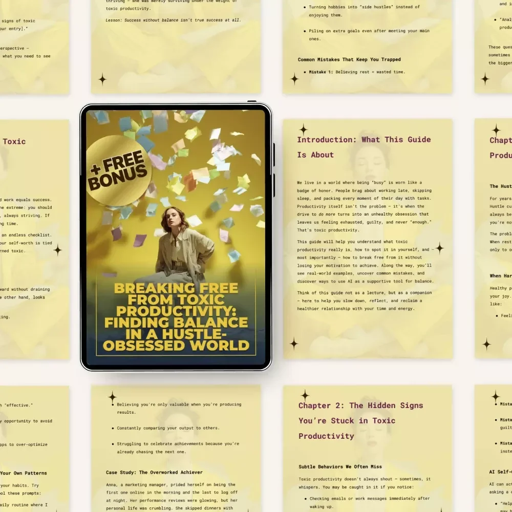 Breaking Free from Toxic Productivity: Finding Balance in a Hustle-Obsessed World – eBook Guide Answering What Is Toxic Productivity & How to Reclaim Balance