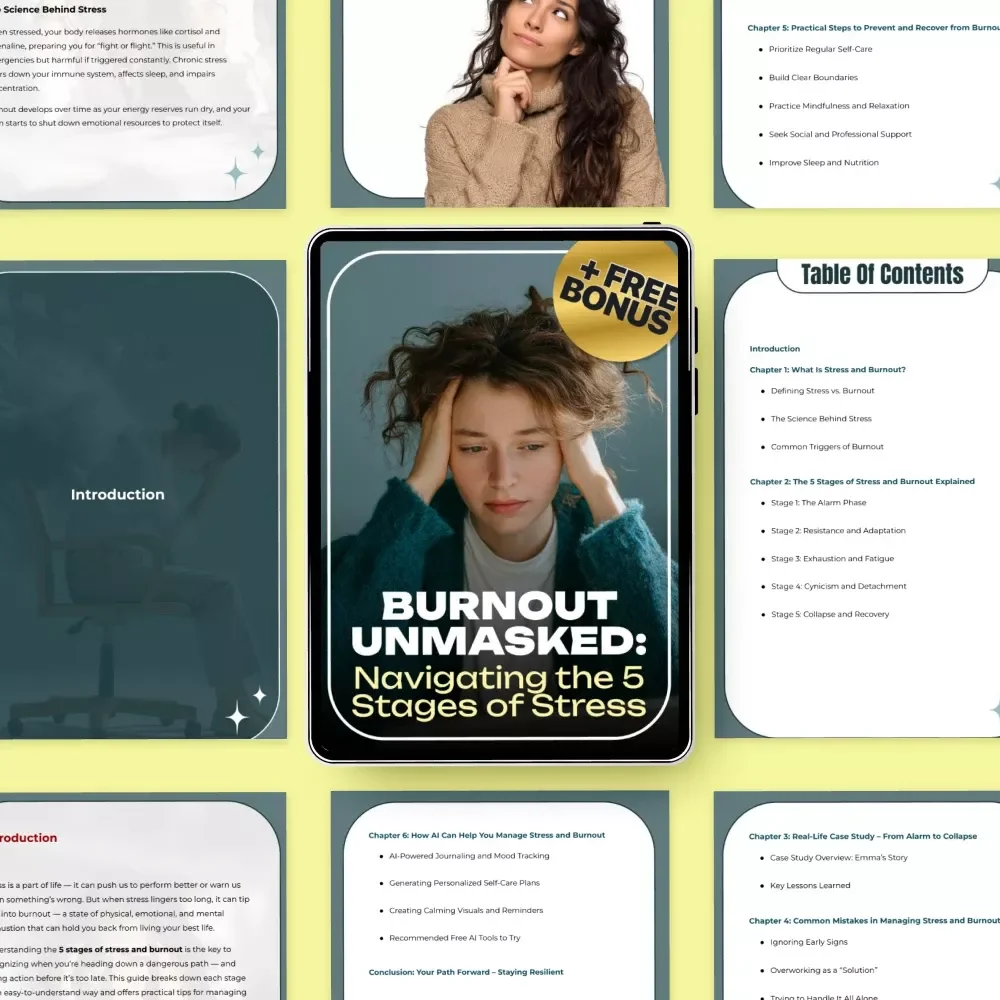 Burnout Unmasked: Navigating the 5 Stages of Stress – Comprehensive Ebook on Stress and Burnout Recovery, Self-Care, and Prevention Guide