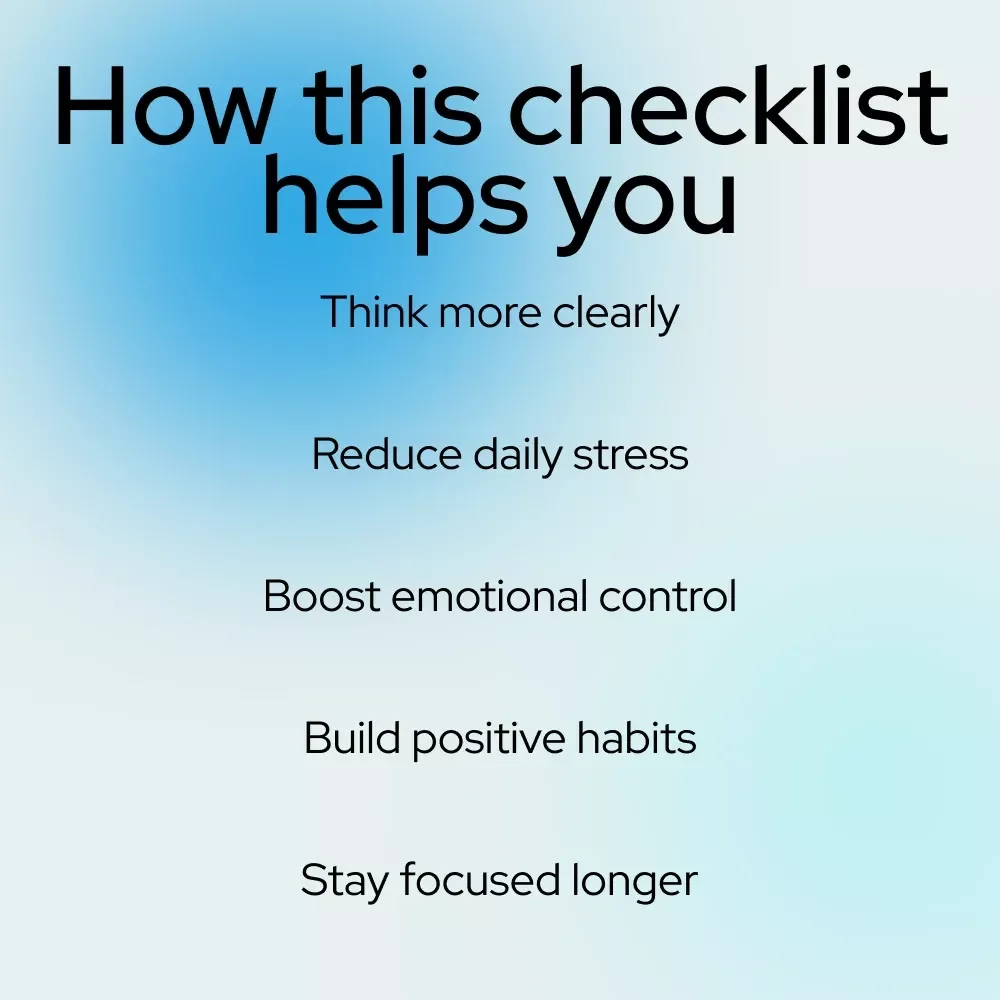 The Mind Reset Checklist: 10 Quick Steps to Crush Negative Thoughts | Instant Download | Mental Wellness Tool for How to Overcome Negative Thoughts Effectively | Printable Mindset Reset Guide