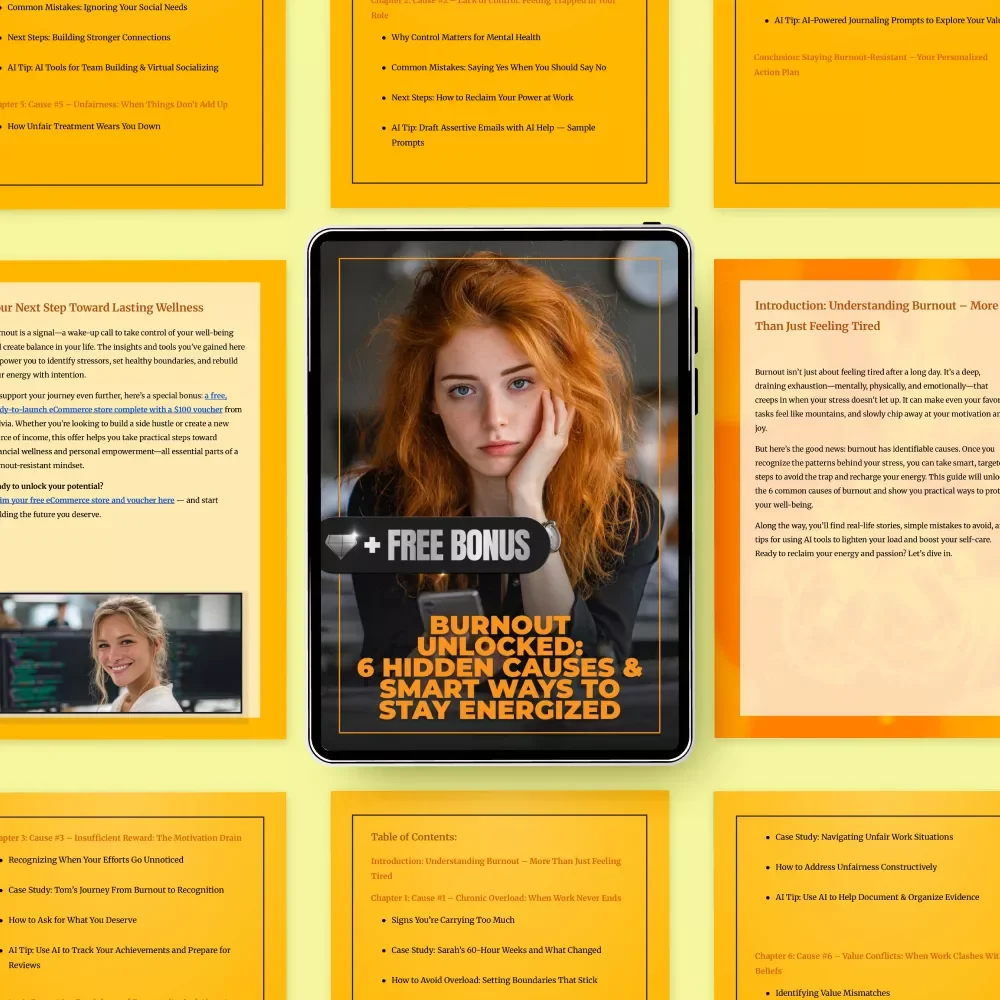 Burnout Unlocked: 6 Hidden Causes & Smart Ways to Stay Energized | Ebook Guide to the 6 Causes of Burnout and How to Avoid Them | Digital Download for Work-Life Balance