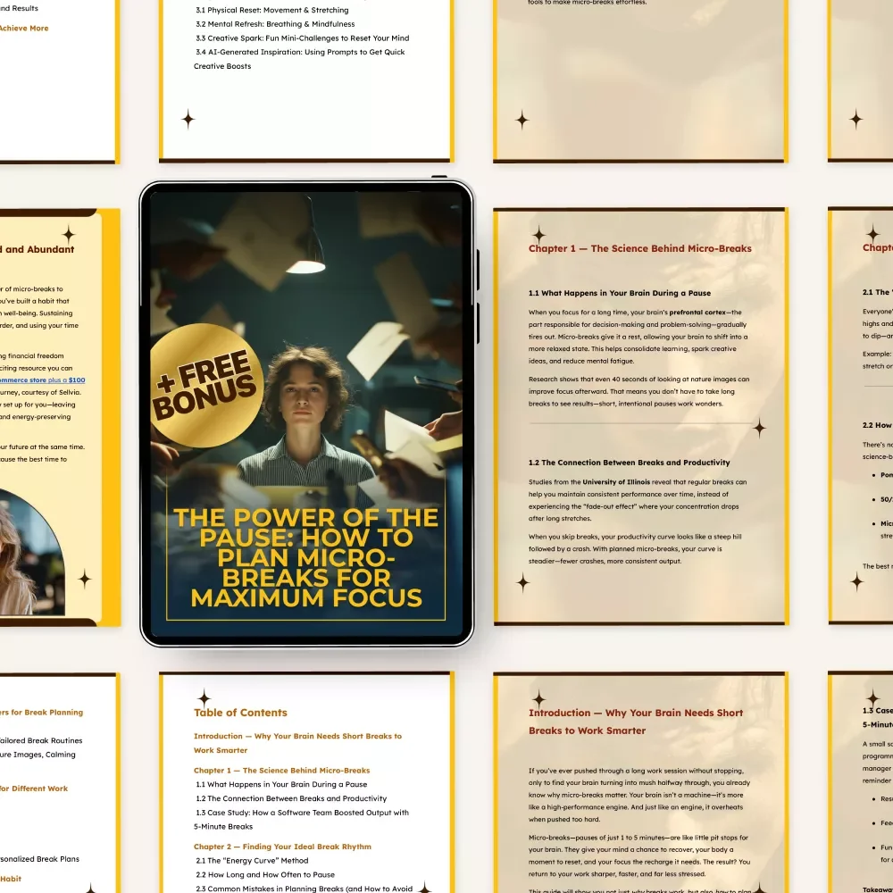The Power of the Pause: How to Plan Micro-Breaks for Maximum Focus | Productivity eBook for Energy, Focus, and Smarter Workdays