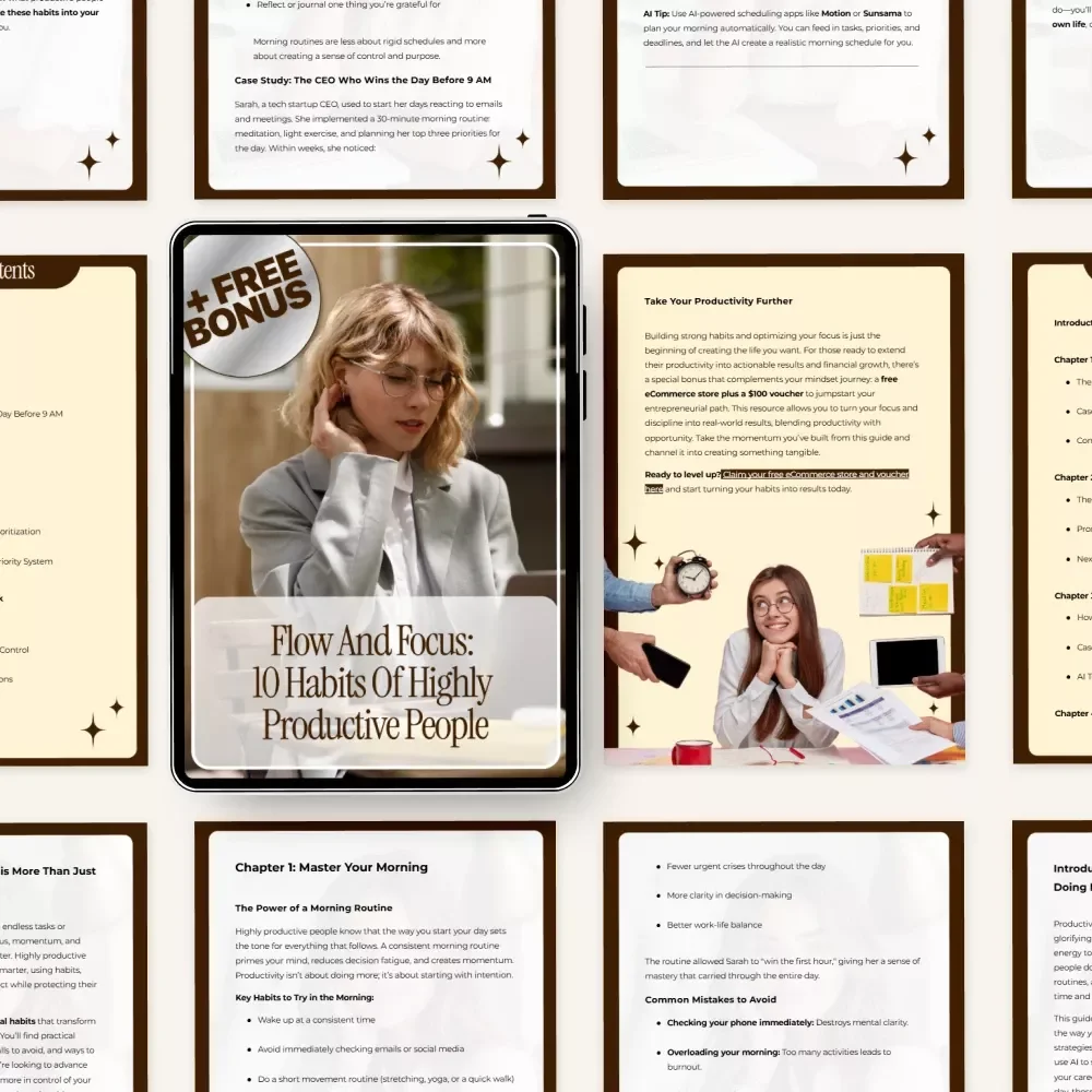 Flow and Focus: 10 Habits of Highly Productive People – eBook Guide for Maximum Productivity