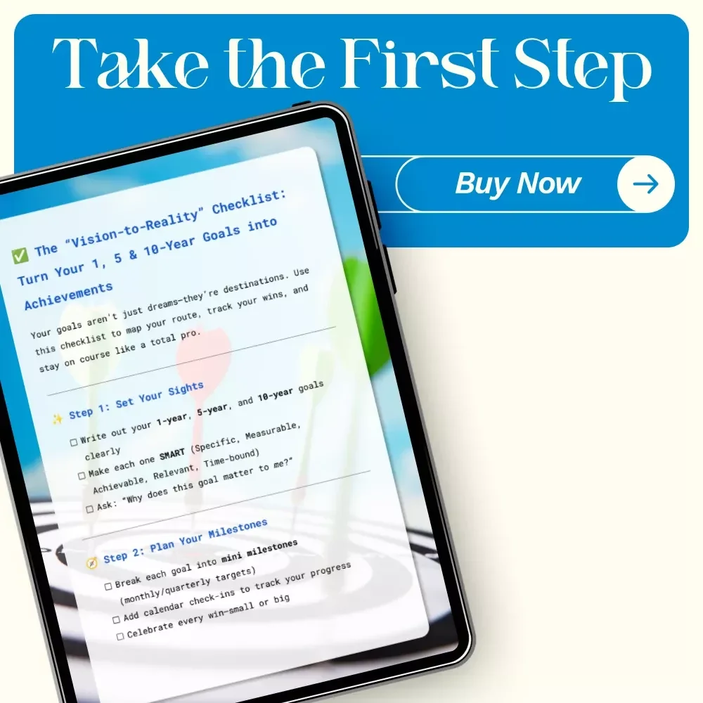 The “Vision-to-Reality” Checklist: Turn Your 1, 5 & 10-Year Goals into Achievements | Goal Planner Printable | Long-Term Planning | 1 year 5 year 10 year goals examples