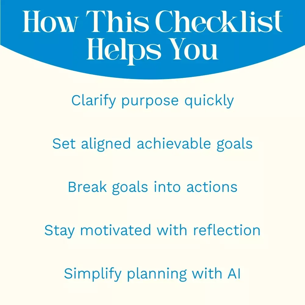 Your Purpose-Driven Success Checklist: Align, Act, Achieve | Purpose Alignment vs. Goal Setting Clarity Tool for Focused Goals & Meaningful Action