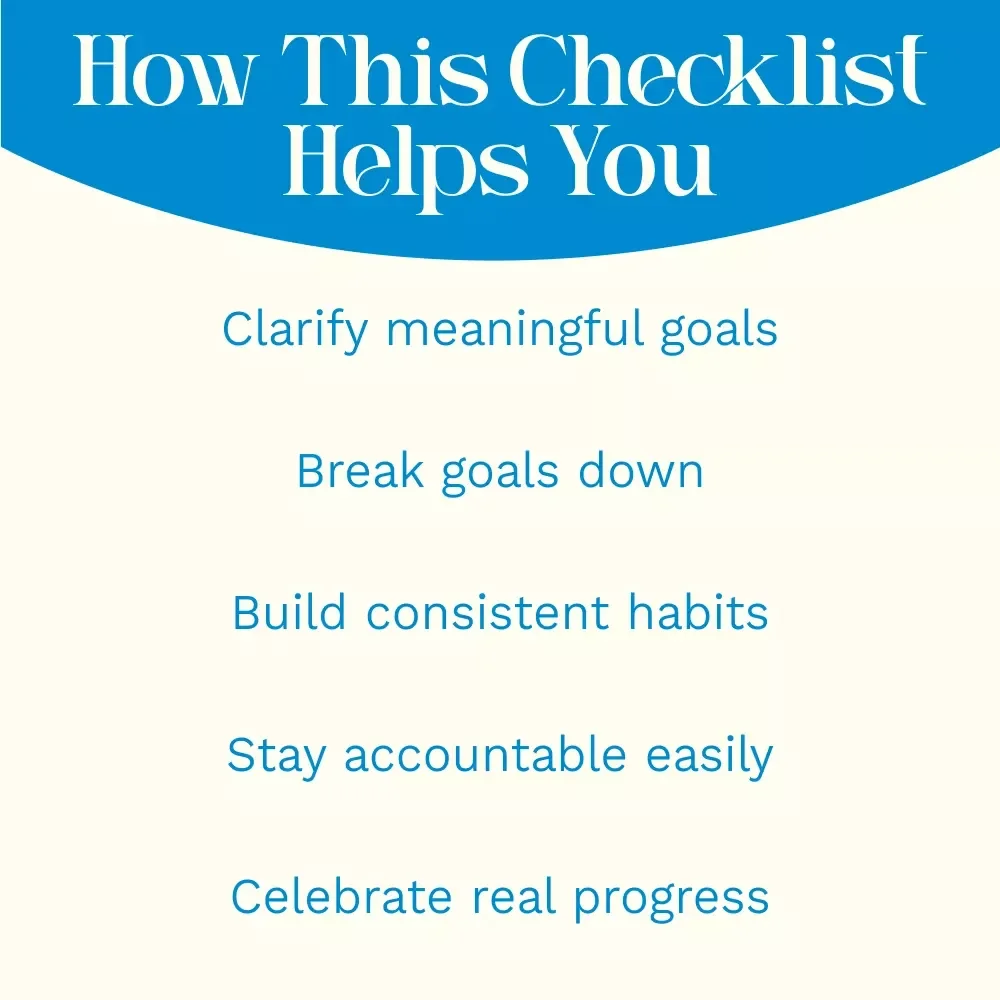 The Goal Getter Checklist: From Vision to Victory – Printable Goal Setting Checklist with examples of personal goals | Digital Download for Productivity, Motivation & Success