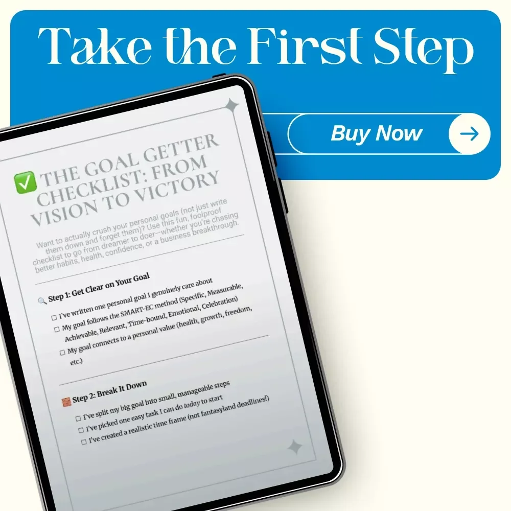 The Goal Getter Checklist: From Vision to Victory – Printable Goal Setting Checklist with examples of personal goals | Digital Download for Productivity, Motivation & Success