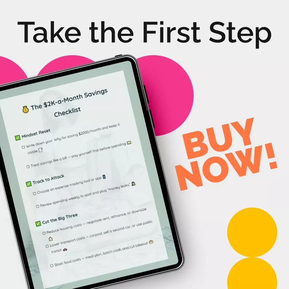 The $2K-a-Month Savings Checklist | How to Save 2000 a Month with a Simple Step-by-Step Money Plan | Digital Checklist Download