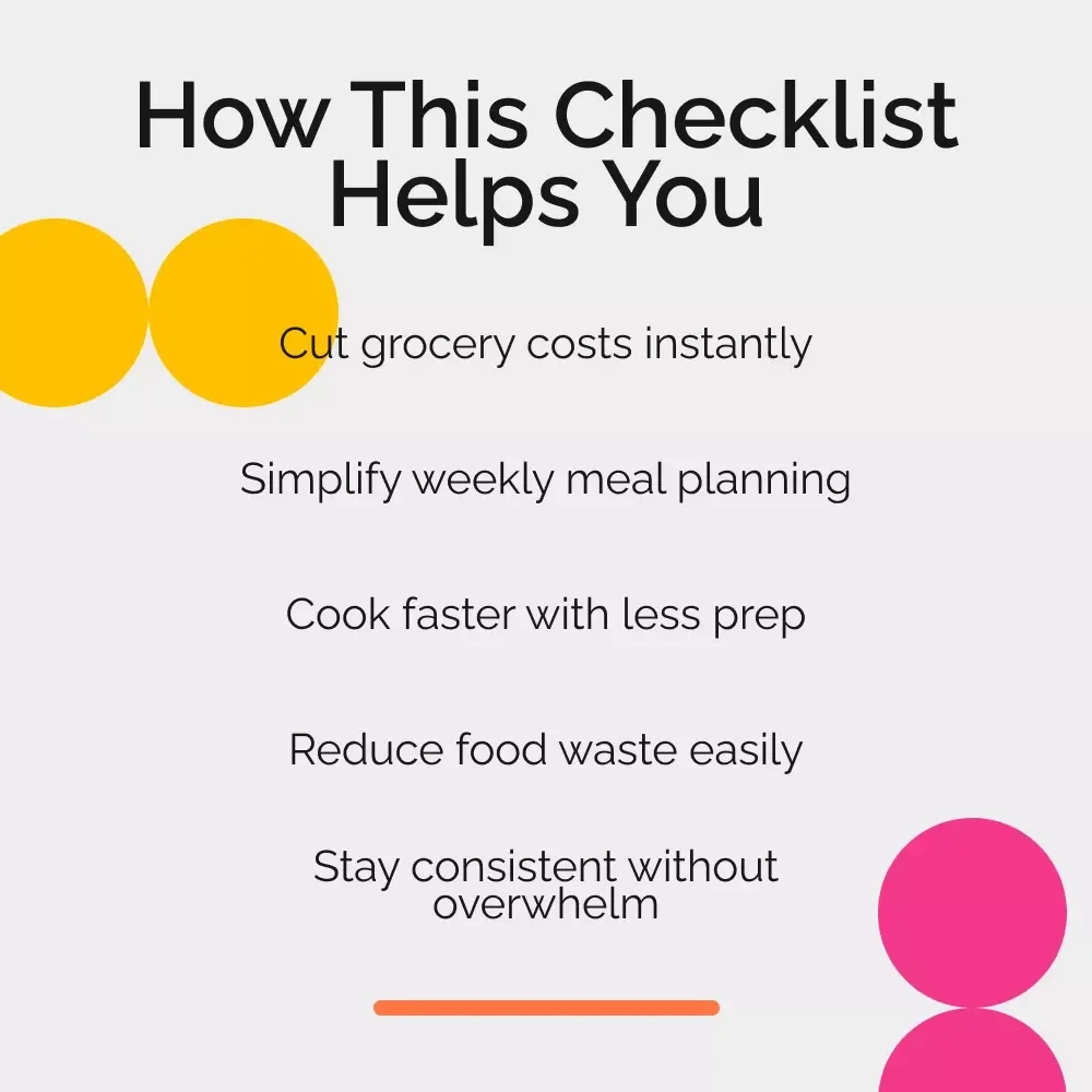 5-Ingredient Budget Meal Success Kit Checklist – Simple Weekly Planning for Easy 5-Ingredient Budget Meals, Smart Grocery Shopping & Stress-Free Cooking