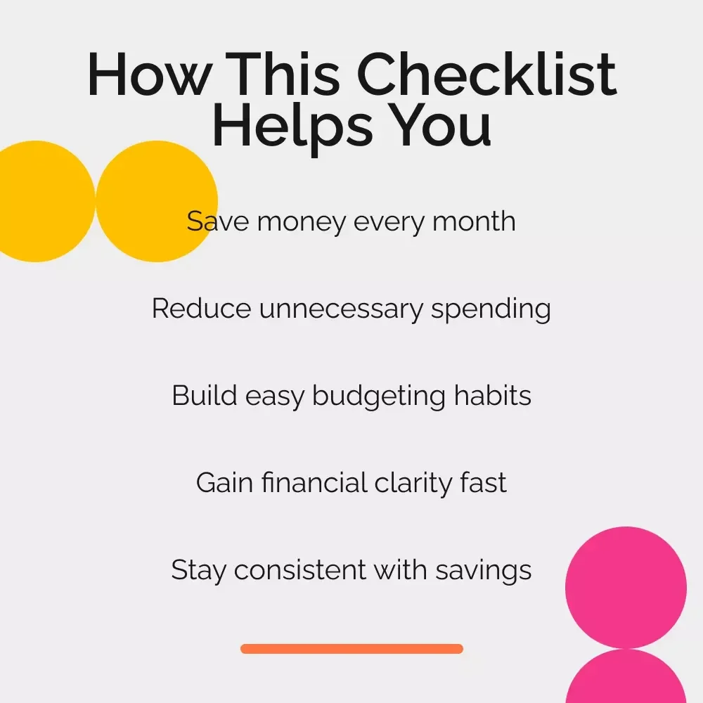 Smart Savings Checklist: Cutting Costs | Easy Way to Save Money Every Month Digital Budgeting Checklist